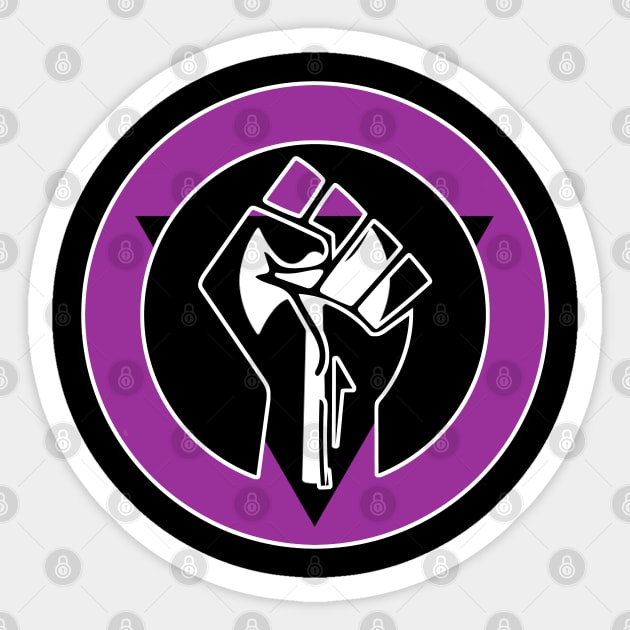 Black Lives Matter Fist Circled LGBTQ Flag Labrys Lesbian Sticker by aaallsmiles